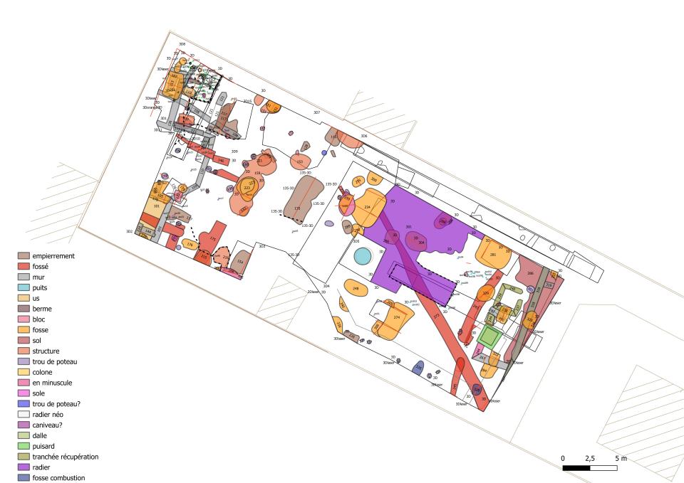 Plan masse des structures sur l’emprise.