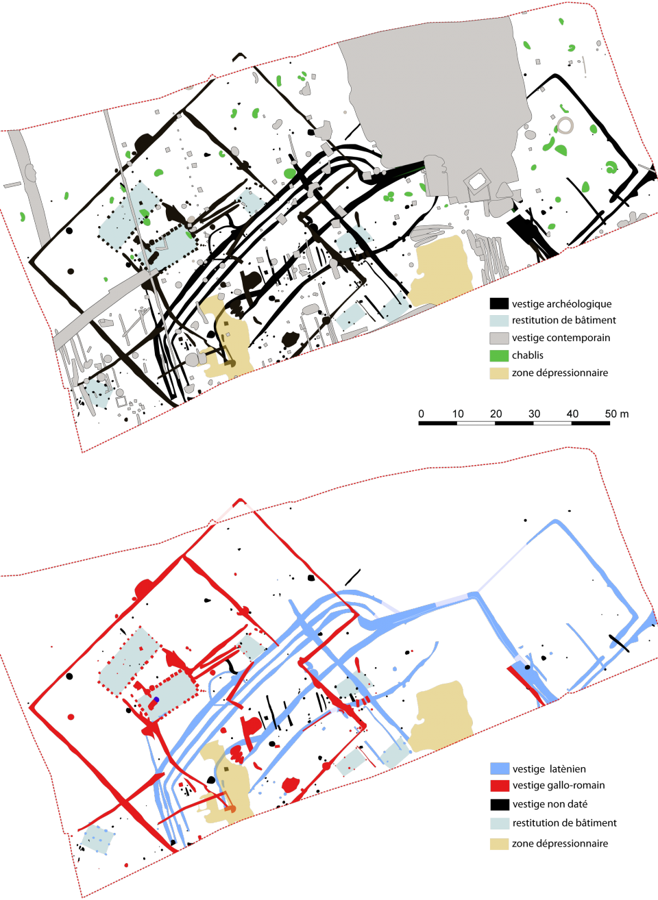 Plans phasés de la fouille. 