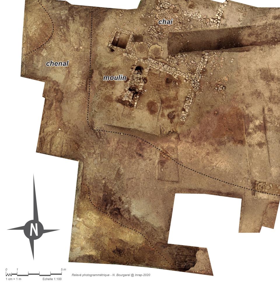 Orthophotographie des vestiges mis au jour par les archéologues de l'Inrap sur le site de Lucciana-Procojo. 