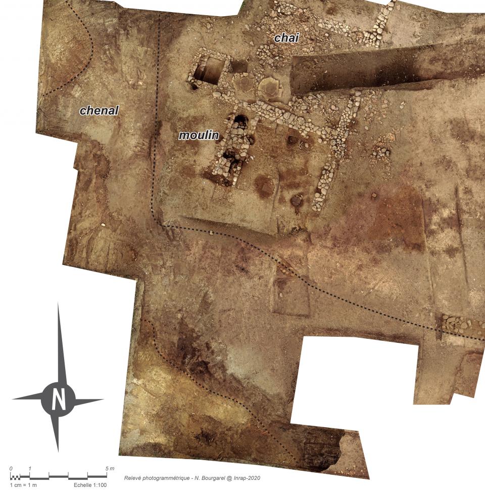 Orthophotographie des vestiges mis au jour par les archéologues de l'Inrap sur le site de Lucciana-Procojo. 