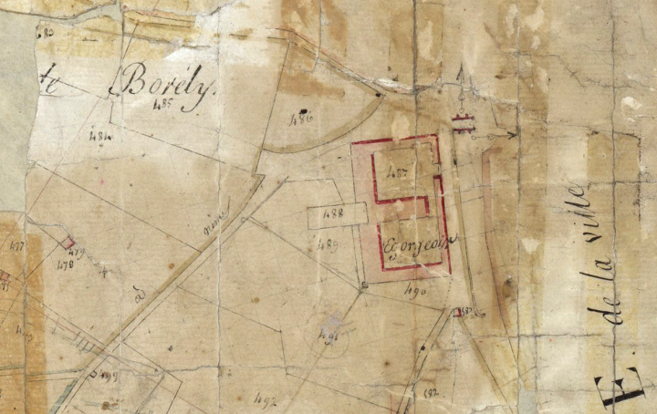 Les égorgeoirs de Nîmes ; cadastre napoléonien 1825