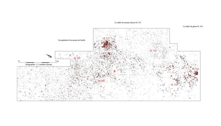 Vue générale du secteur de fouille correspondant à des vestiges d’époque campaniforme.