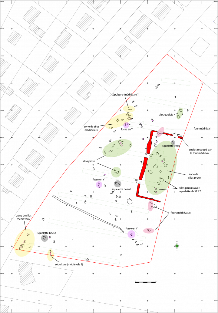 Plan général de la fouille de Villeblevin « Rue du Port ».