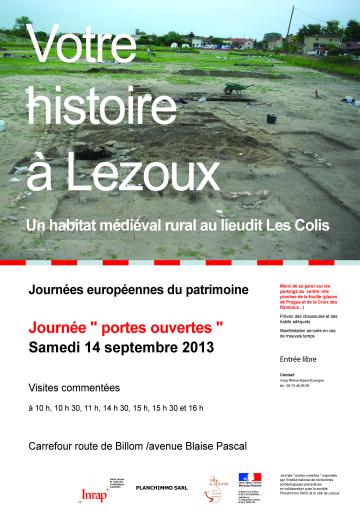 Journée portes ouvertes samedi 14 septembre 2013 : Un habitat médiéval rural à Lezoux (Puy-de-Dôme)