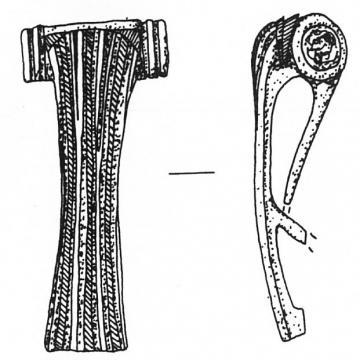 Fibule en bronze découverte dans les niveaux de vestiges remontant au Ier siècle.