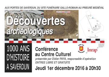 Affiche conférence Découvertes archéologiques aux portes de Saverdun Affiche conférence Découvertes archéologiques aux portes de Saverdun