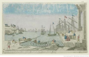 Vue de la Rade et du Port de St Malo. 115, estampe, Paris chez Mondhard rue St Jacques [ca 1770]