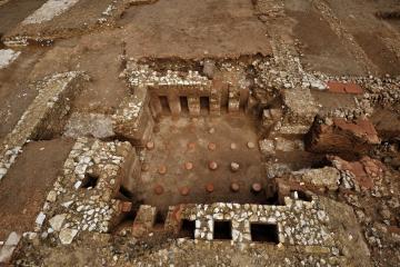 Vue vers le nord-est des hypocaustes de la seconde section thermale