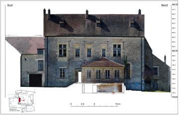 Photogrammétrie de la façade est (sur cour) du manoir transformé en maison de maître dans la ferme du Coulevrain à Savigny-le-Temple, Seine-et-Marne