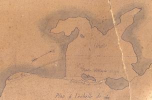 Plan de le Grotte du Trou de la Mère Clochette à Rochefort-sur-Nenon par J. Feuvrier.   