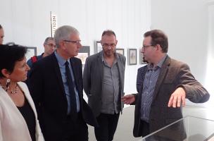 Michel Dagbert, président du Conseil départemental du Pas-de-Calais, Laurent Sauvage, directeur adjoint scientifique et technique Inrap Nord et Pas-de-Calais, Pascal Depaepe, directeur régional Inrap Hauts-de-France