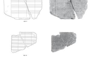 Ardoises à portées musicales gravées, milieu du XVIIe siècle