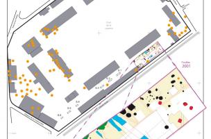 Localisation des fouilles menées en 2001 sur le site daté du second âge du Fer. 