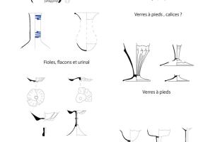 Ensemble de verrerie provenant de la fosse dépotoir FS1028, XIVe siècle