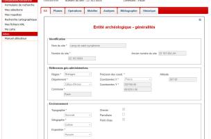  extrait d'une fiche "Entité archéologique" (généralités)