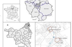 1. Localisation de la commune de Tremblay-en-France et cadre géographique du PCR avec les pôles du Petit et Grand Tremblay