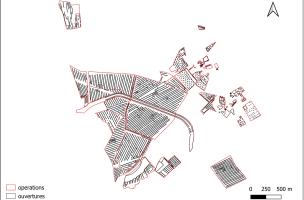 4. Extrait du projet SIG avec les opérations et leurs ouvertures