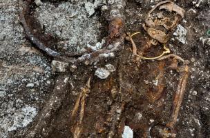 Accompagné de bijoux en or, le prince de Lavau est allongé sur la caisse d'un char dont il subsiste une roue. Il a été retrouvé dans un complexe funéraire daté du Ve s. avant notre ère, à Lavau (Aube) 2015. Accompagné de bijoux en or, le prince de Lavau est allongé sur la caisse d'un char dont il subsiste une roue. Il a été retrouvé dans un complexe funéraire daté du Ve s. avant notre ère, à Lavau (Aube) 2015.