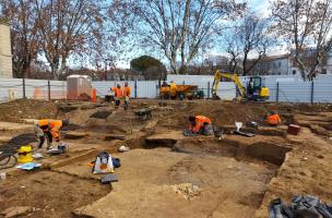 Fouille d'un quartier de l'antique Nemausus mis au jour à Nîmes (Gard), en 2023.  