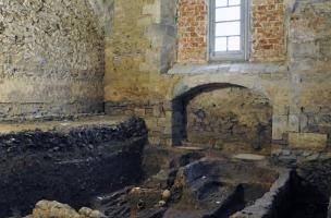 Sépultures mises au jour dans la chapelle de Bonne-Nouvelle, couvent des Jacobins, Rennes (Ille-et-Vilaine), 2013.