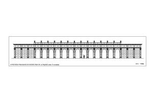 Hypothèse provisoire de restitution de la façade avec ses treize arcades, sanctuaire du IIe s. de notre ère, Pont-Sainte-Maxence (oise), 2014.