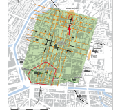 Localisation du site dans le quadrillage que formaient les rues de la ville antique. 