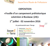 affiche_exposition «Fouille d’un campement préhistorique solutréen à Boulazac (24)»