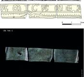Tôle ornementale gravée CBL166/2 de la fouille du Château Bleu (fouille CD93 sous la responsabilité de S. Frère, 1997-1998)