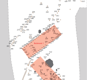 Plan des deux bâtiments néolithiques.