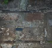 Photographie drone du bâtiment du secteur 100 à la fin de la fouille 2024