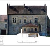 Photogrammétrie de la façade est (sur cour) du manoir transformé en maison de maître dans la ferme du Coulevrain à Savigny-le-Temple, Seine-et-Marne
