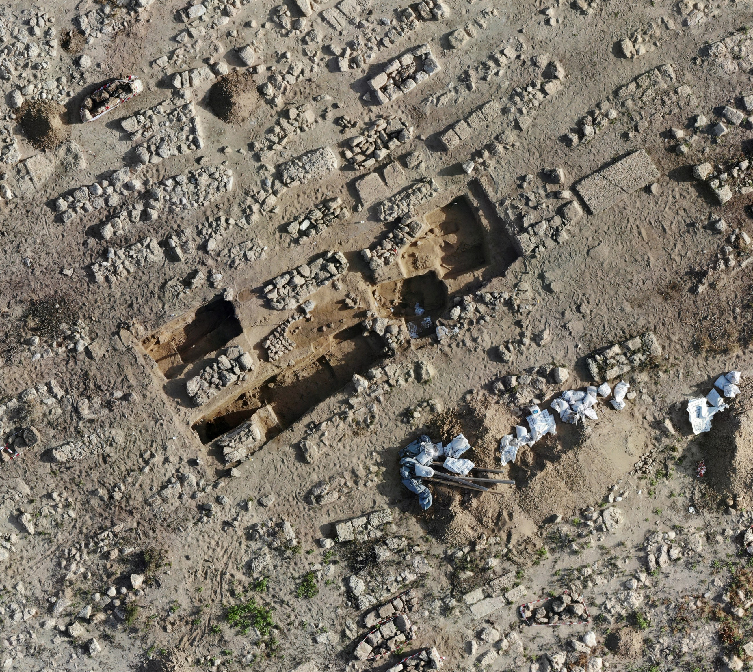 Vue zénithale du secteur 1 du cimetière d'Atlit.